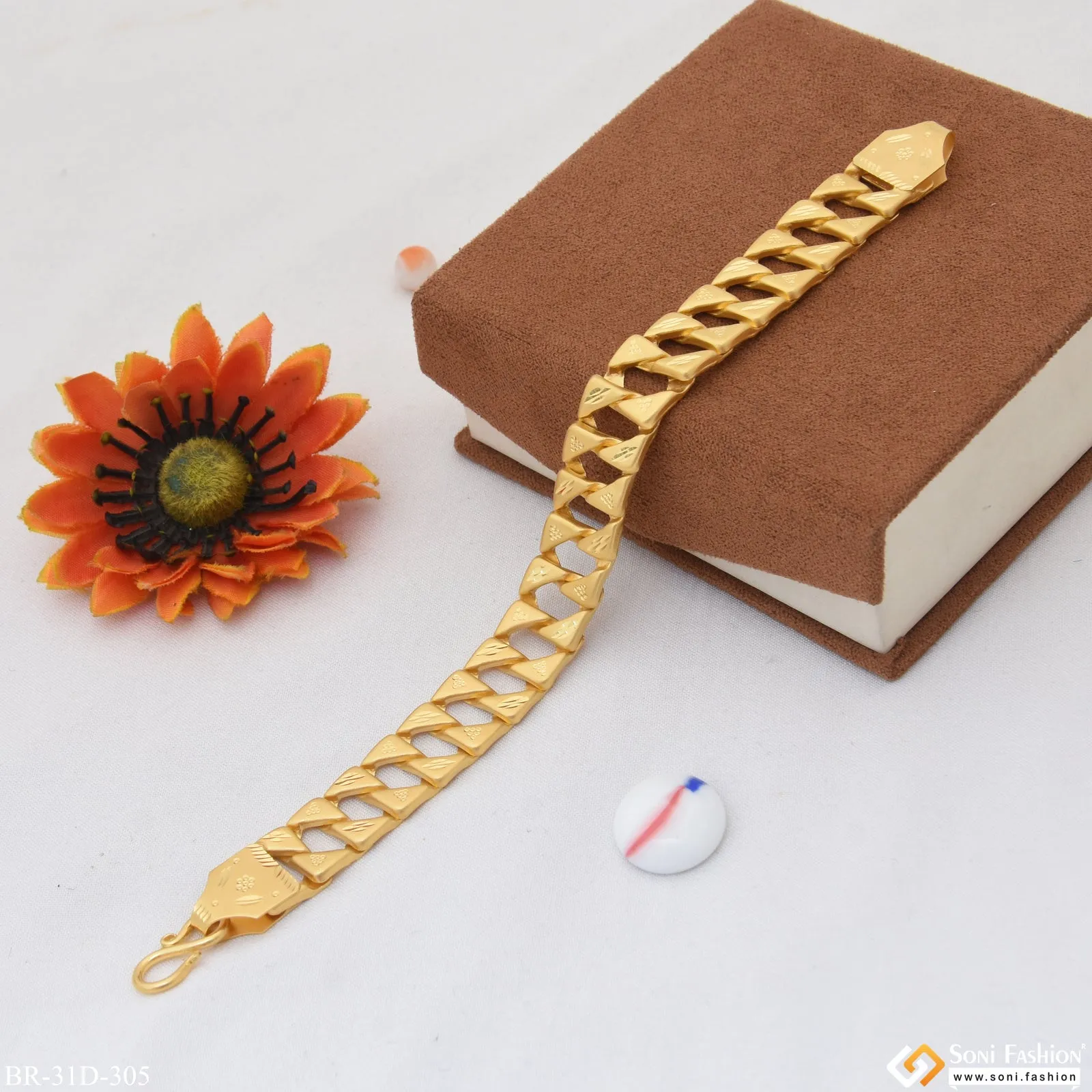 1 Gram Gold Plated Funky Design Pokal Bracelet for Men - Style D305