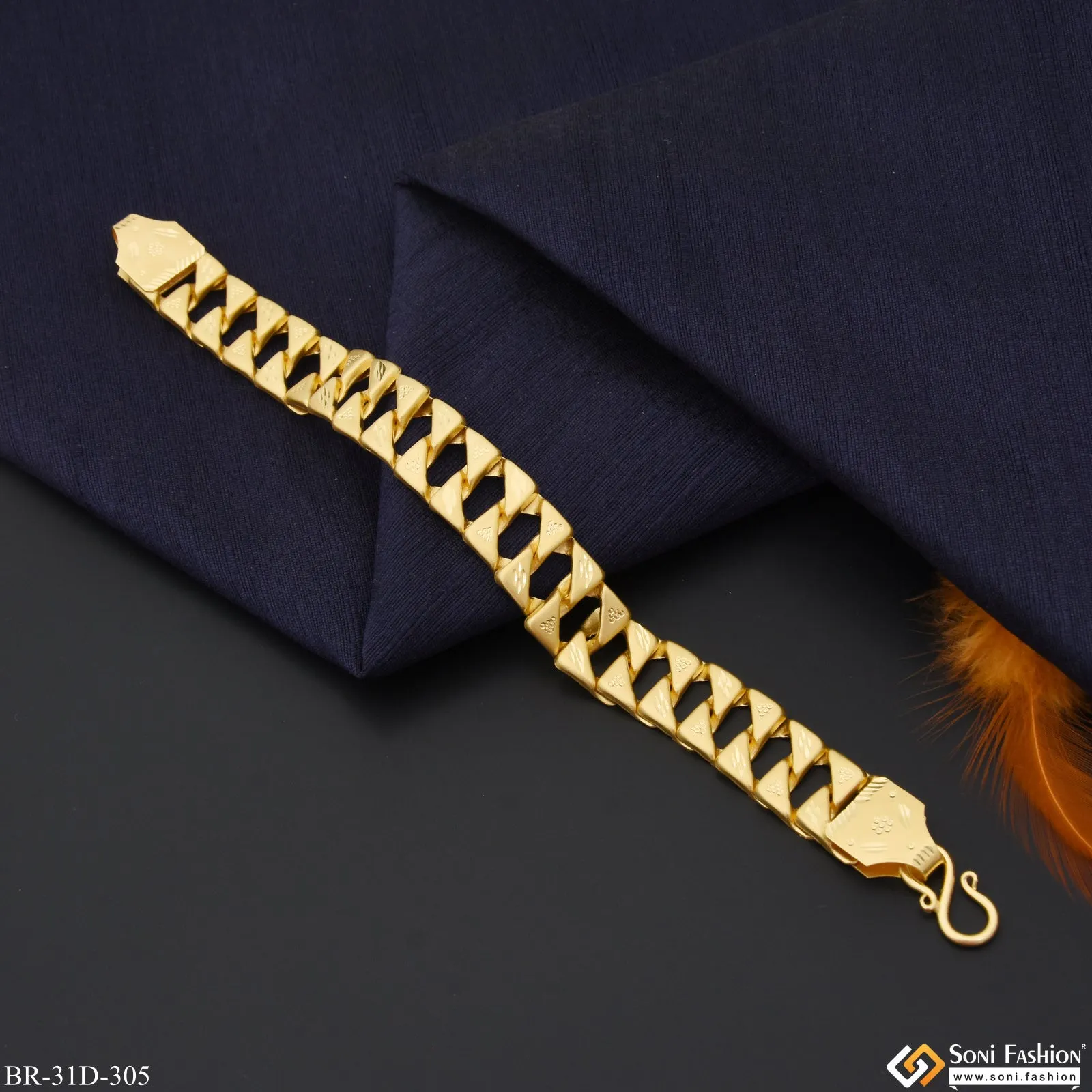 1 Gram Gold Plated Funky Design Pokal Bracelet for Men - Style D305