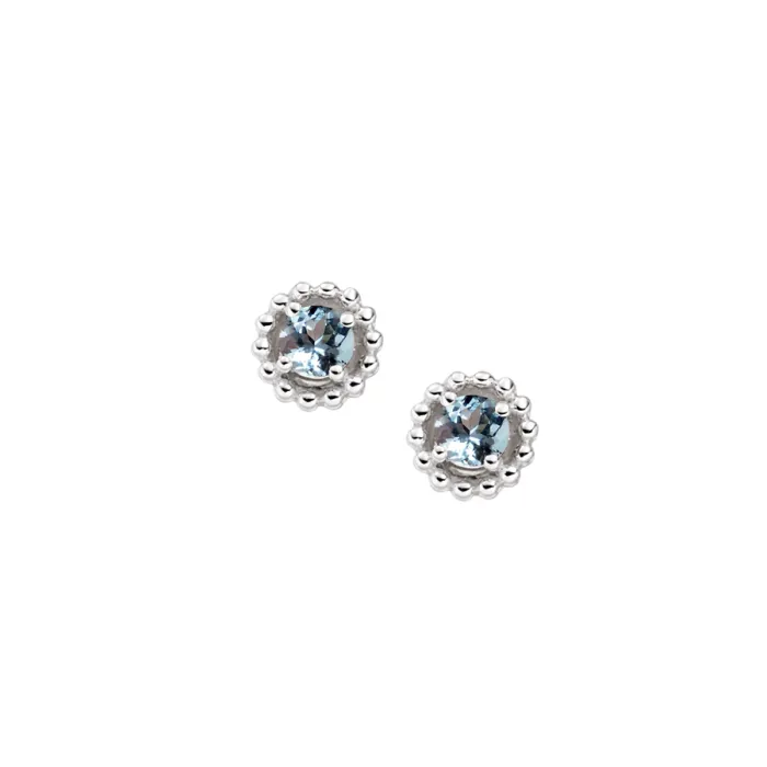 9ct White Gold Aquamarine Round Stud Earrings