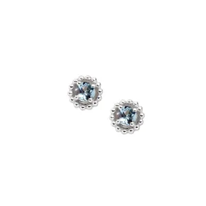 9ct White Gold Aquamarine Round Stud Earrings