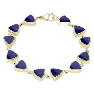 9ct Yellow Gold Lapis Lazuli Curved Triangle Bracelet