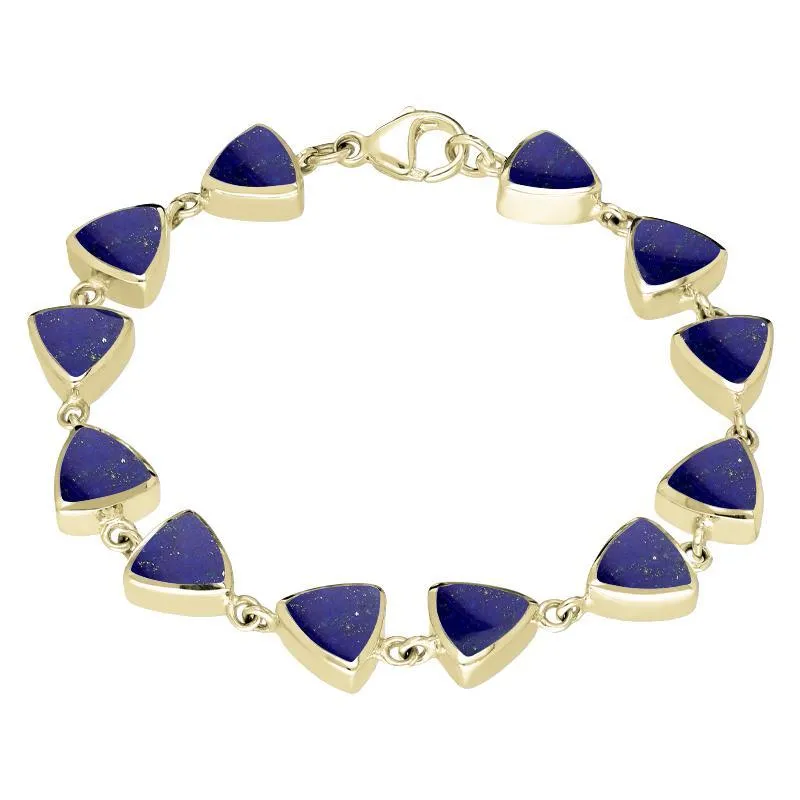 9ct Yellow Gold Lapis Lazuli Curved Triangle Bracelet