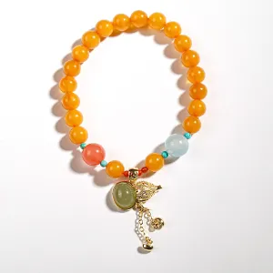 Amber & Hetian Jade Gourd Bracelet
