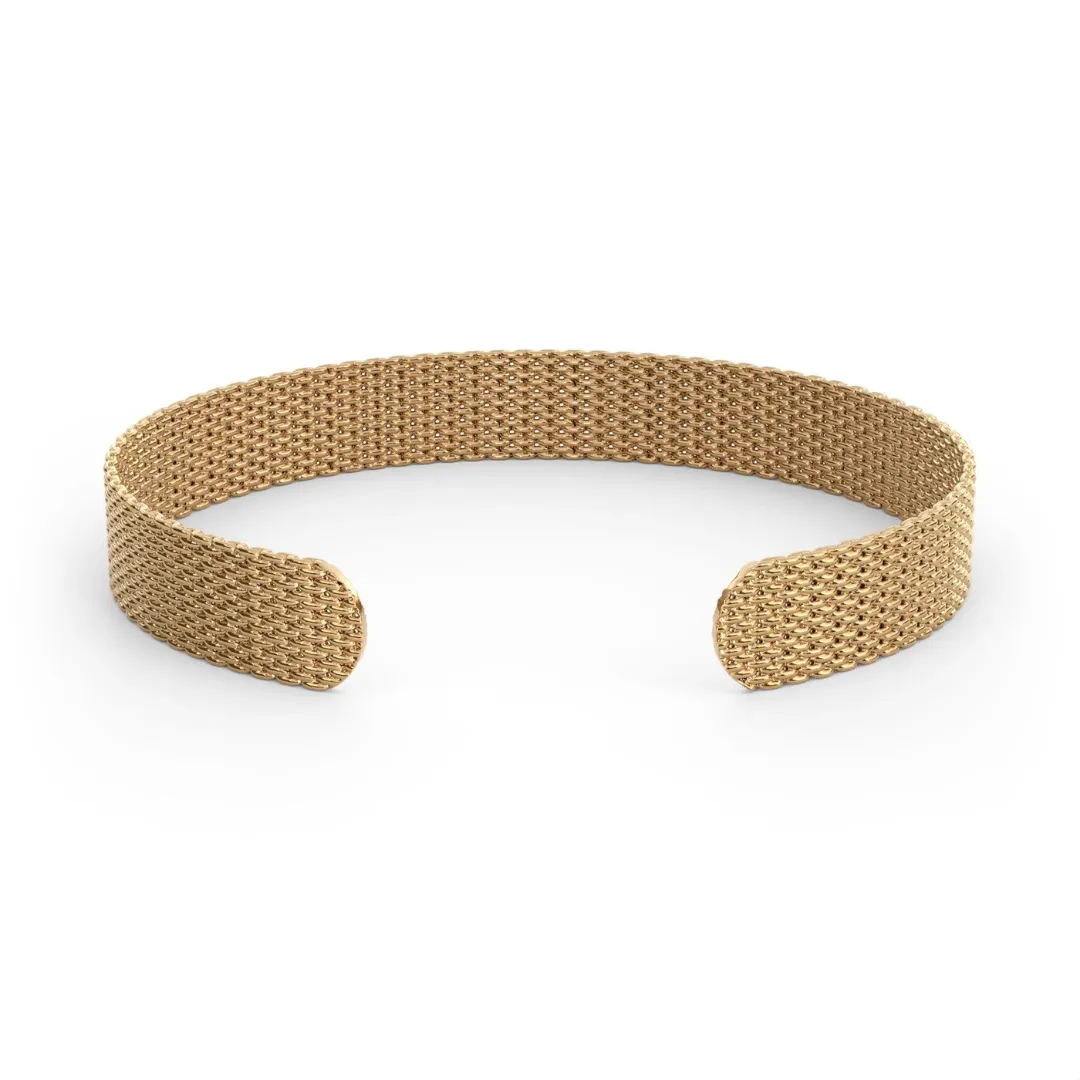 &Livy Metalystic Mesh Cuff Bangle - Platinum Gold