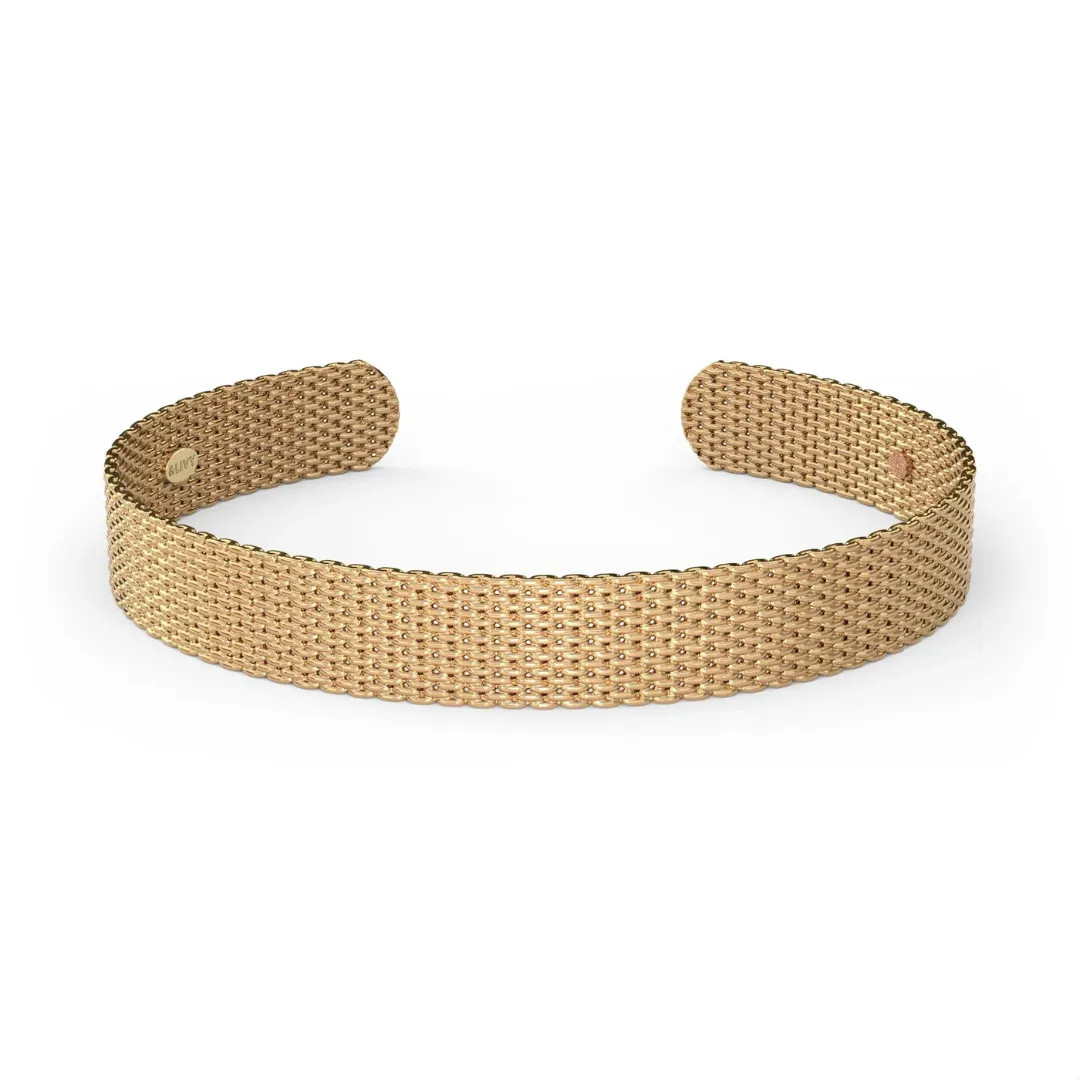 &Livy Metalystic Mesh Cuff Bangle - Platinum Gold
