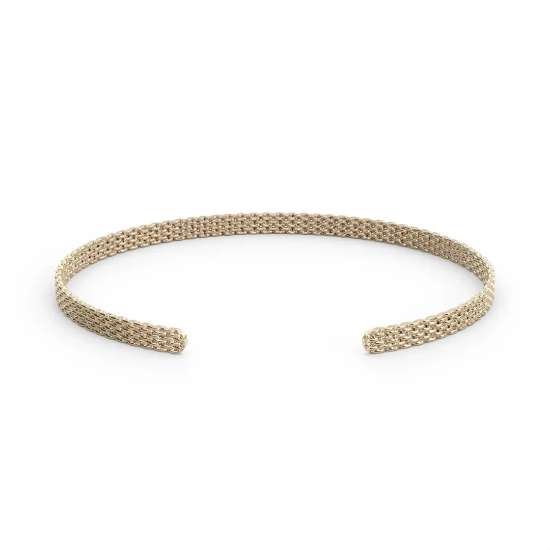 &Livy Metalystic Mesh Cuff Bangle - Platinum Silver
