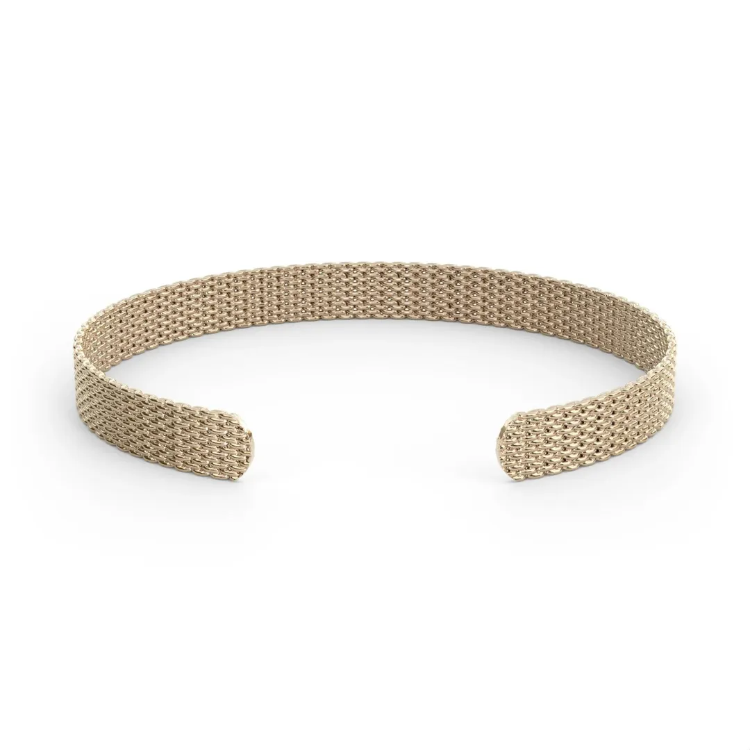 &Livy Metalystic Mesh Cuff Bangle - Platinum Silver