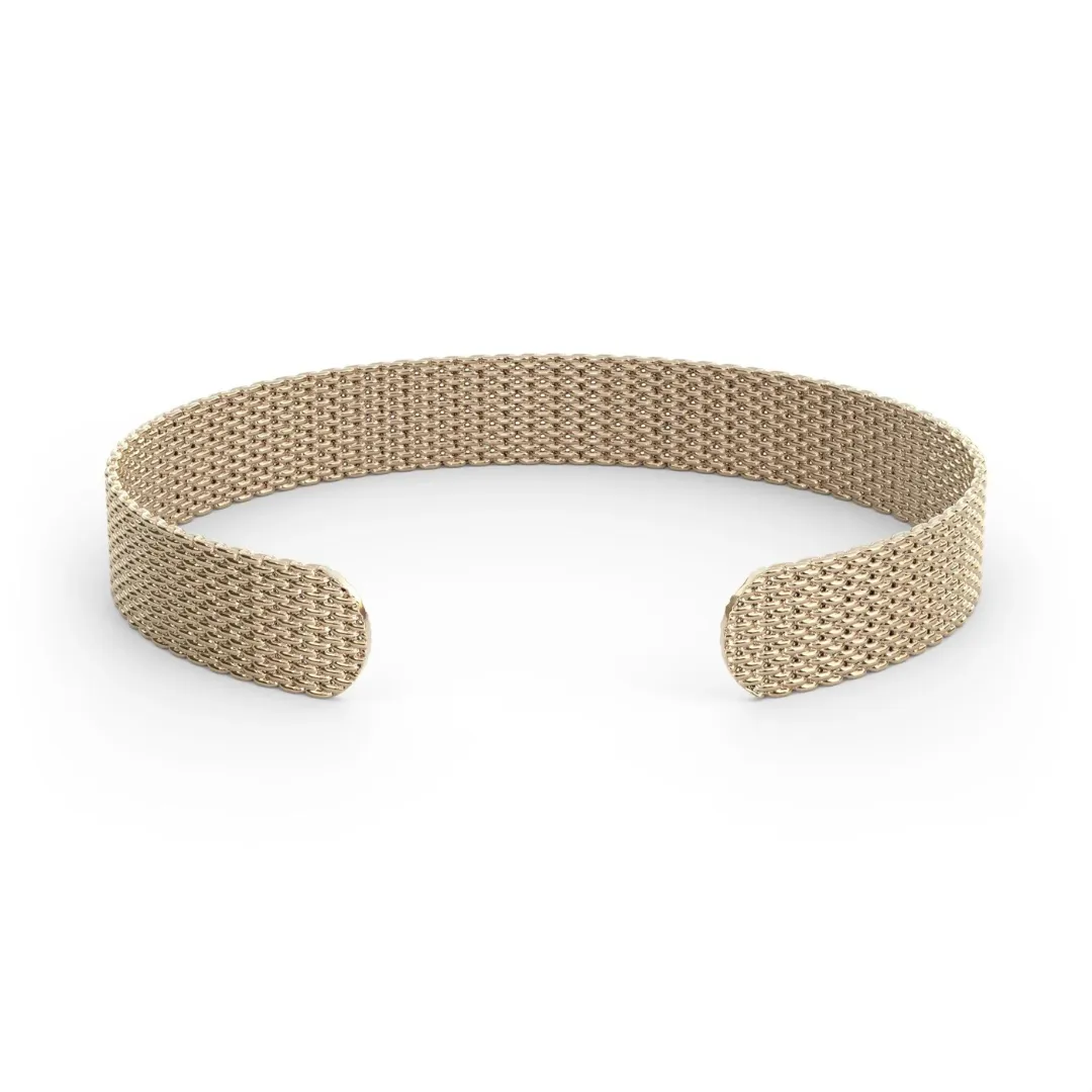 &Livy Metalystic Mesh Cuff Bangle - Platinum Silver