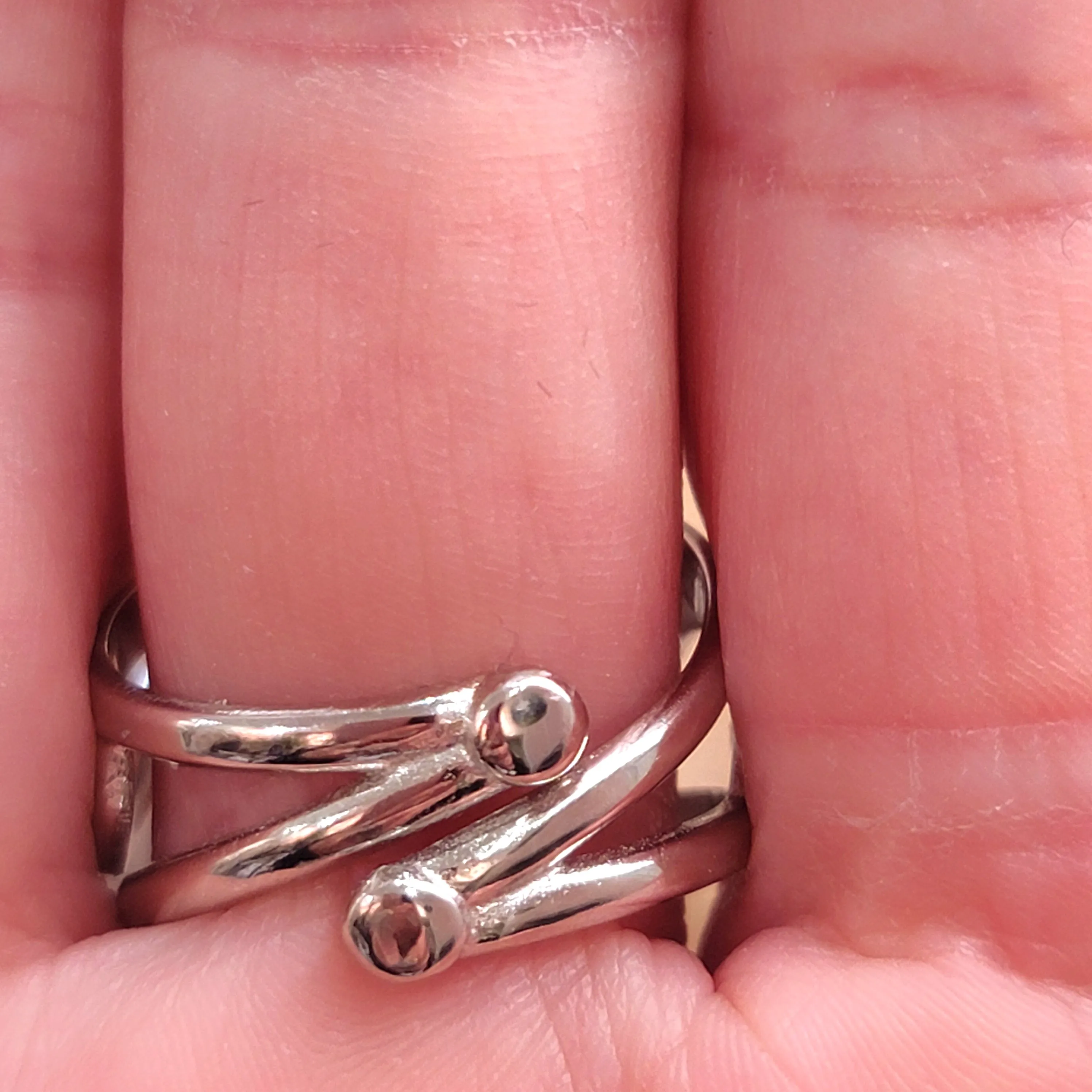 Aquamarine & Copper Adjustable Finger Bracelet .925 Silver for Improved Communication and Peace