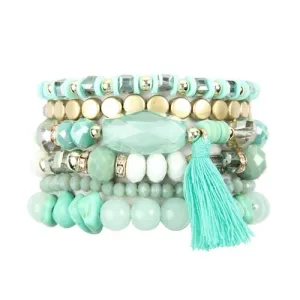 Aquamarine Loving Boho Charm Bracelet