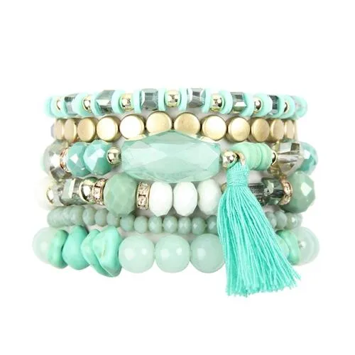 Aquamarine Loving Boho Charm Bracelet