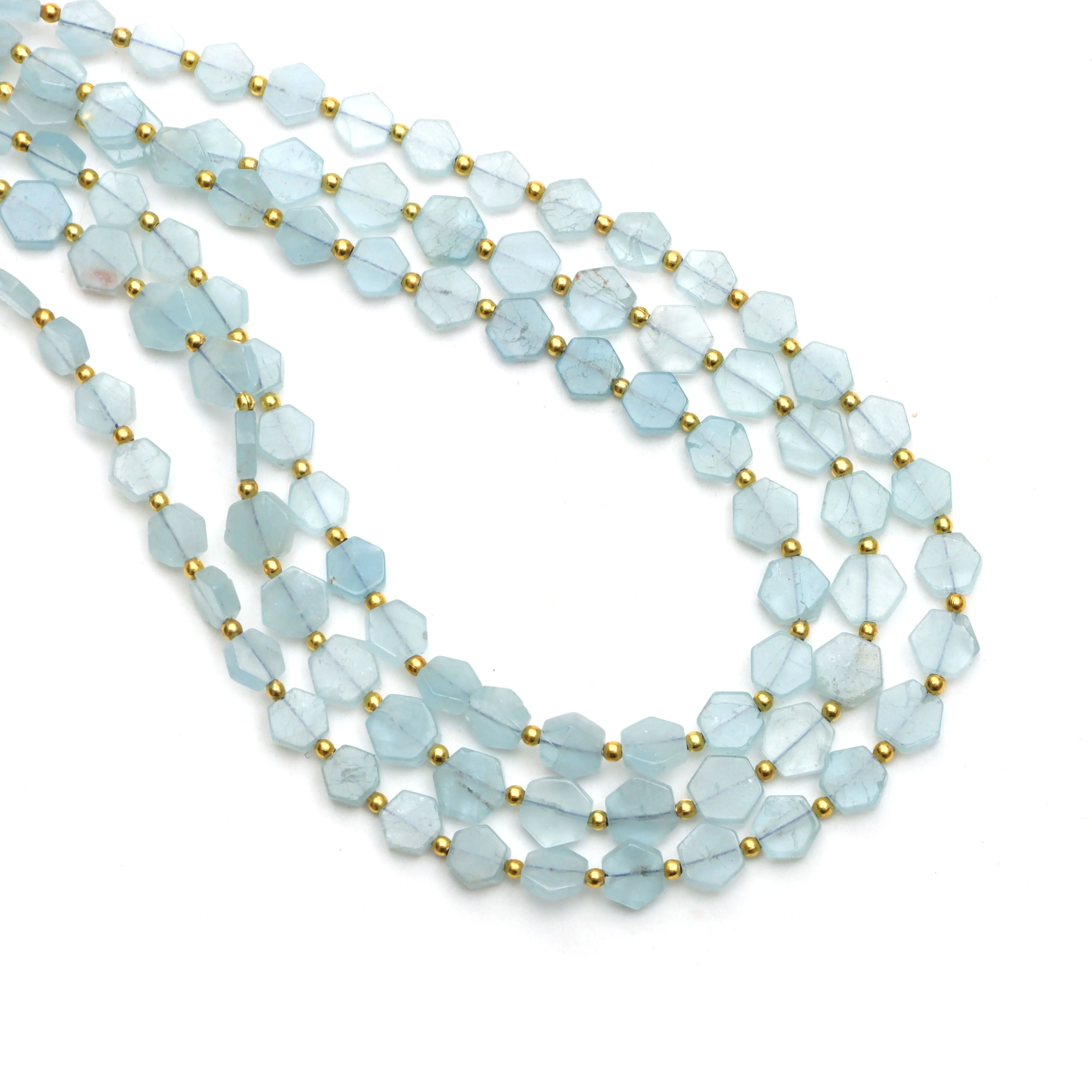 Aquamarine Smooth Hexagon Beads, 4x5 mm To 6x7 mm, Aquamarine Jewelry Making Beads, Aquamarine Beads, 18 Inchl Strand, Price Per Strand