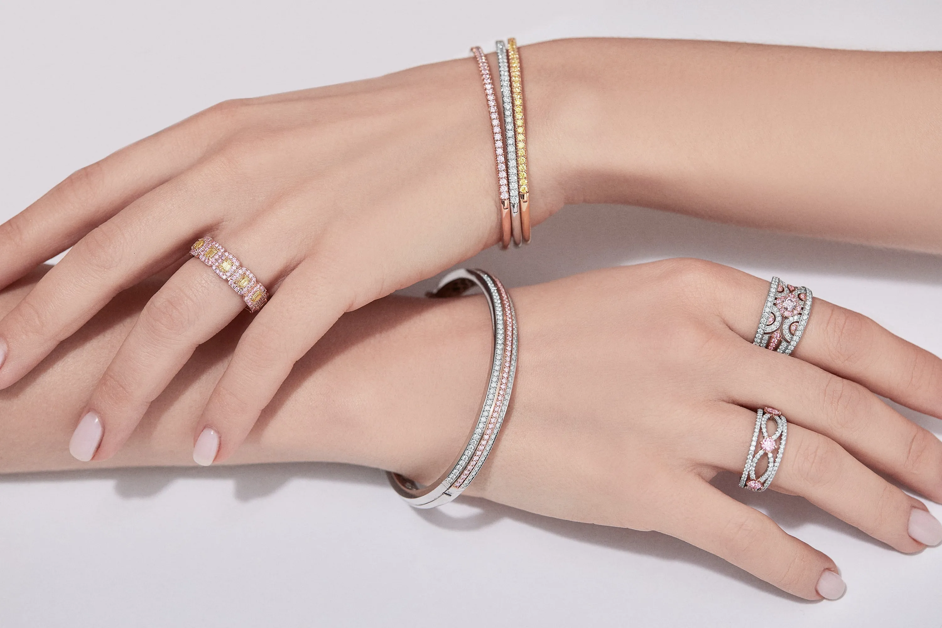 Argyle Pink Diamond Three Row Cuff Bracelet