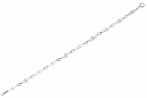 Art Deco Platinum Navette Link Chain Bracelet