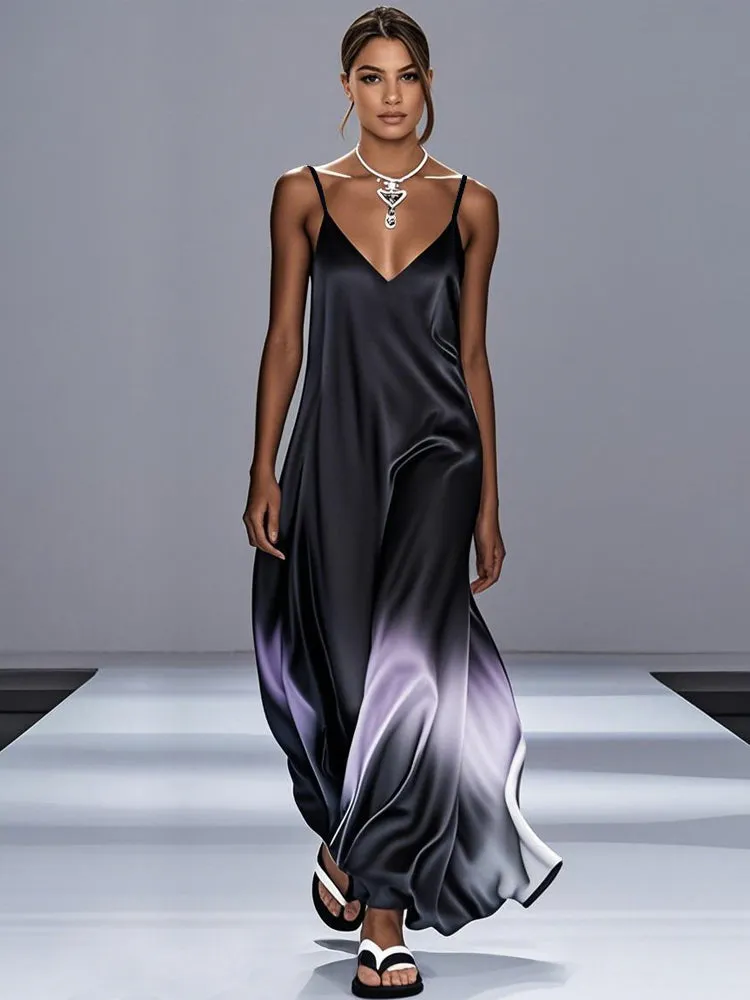 Artistic Tie Dye Satin Nightdress