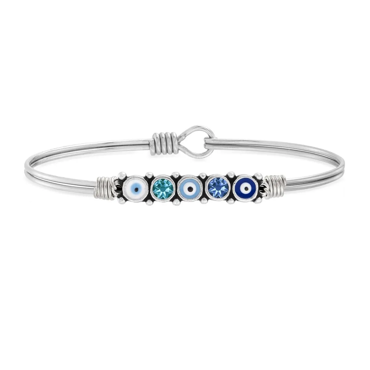 Blue Ombre Evil Eye Bangle Bracelet