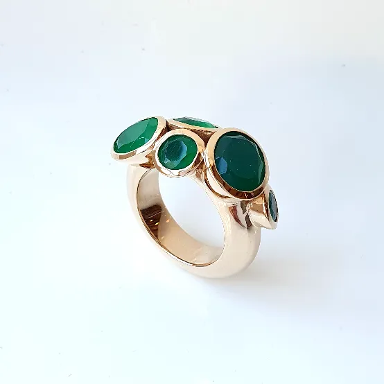 Bronze My Octopus Bronze Ring with Green Onyx