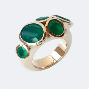 Bronze My Octopus Bronze Ring with Green Onyx