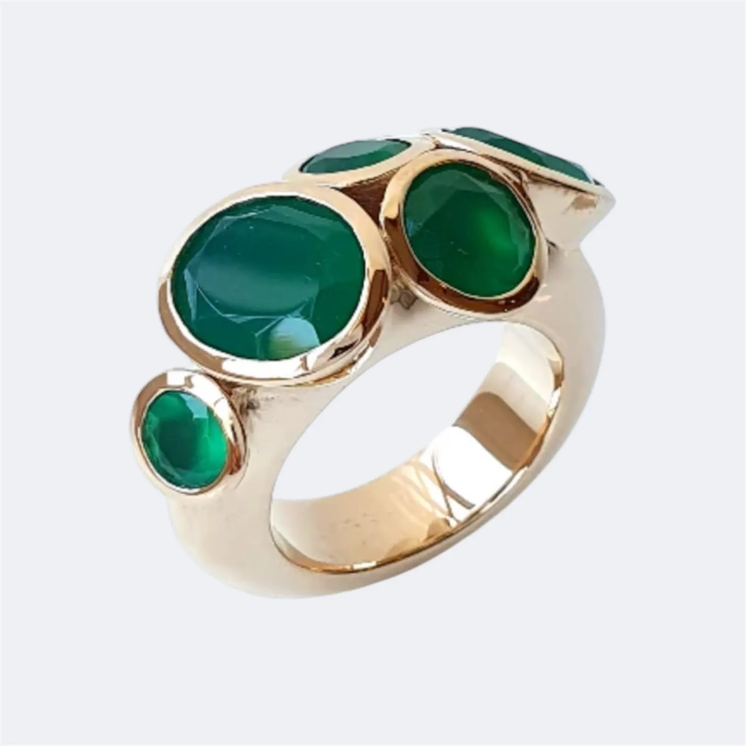 Bronze My Octopus Bronze Ring with Green Onyx