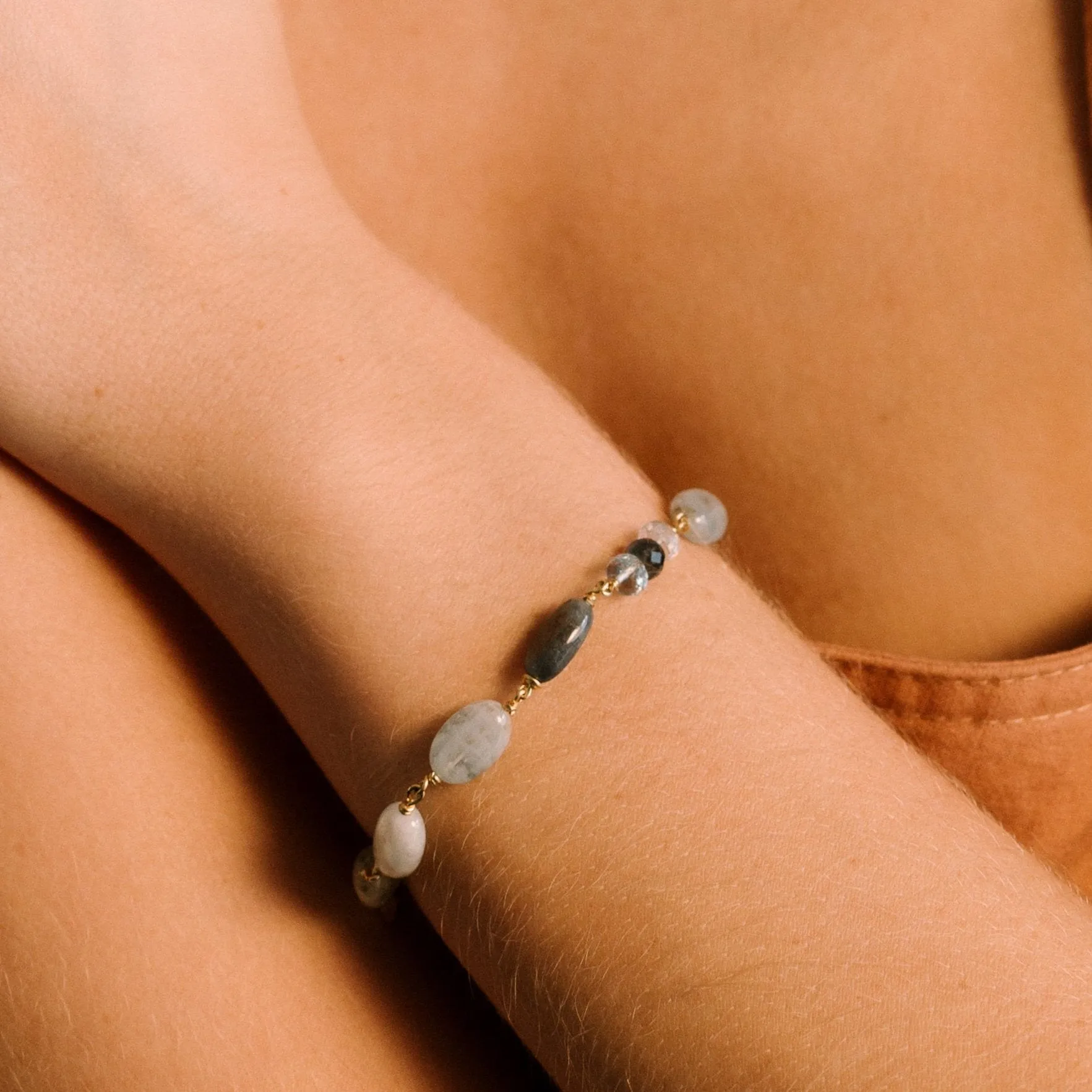 Carolita Bracelet #2 - Aquamarine, Silverite & Apatite