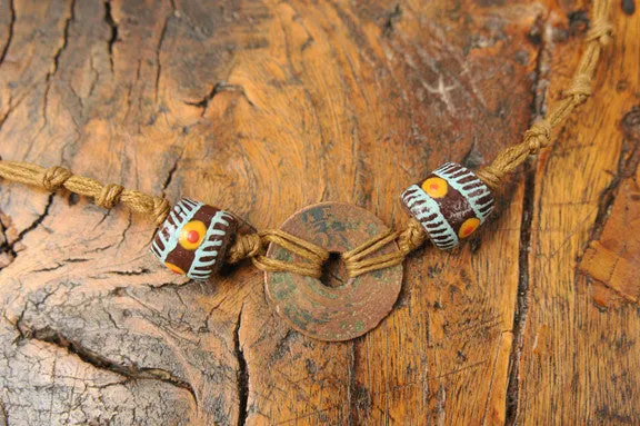 Coin Bracelet with Glass Bead Accents