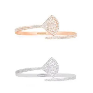 Created Diamond Scalloped Opening Bracelet