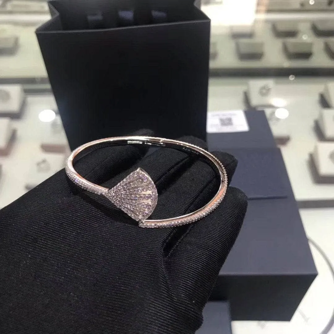 Created Diamond Scalloped Opening Bracelet