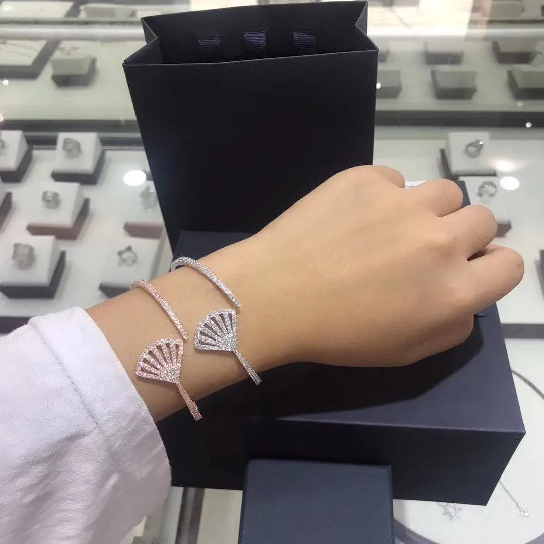 Created Diamond Scalloped Opening Bracelet
