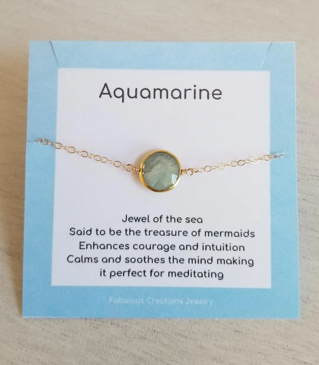Dainty Gold Aquamarine Bracelet, March Birthstone