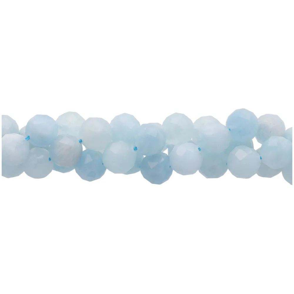 Dakota Stones Gemstone Beads, Aquamarine Grade A, Faceted Round 8mm (16 Inch Strand)