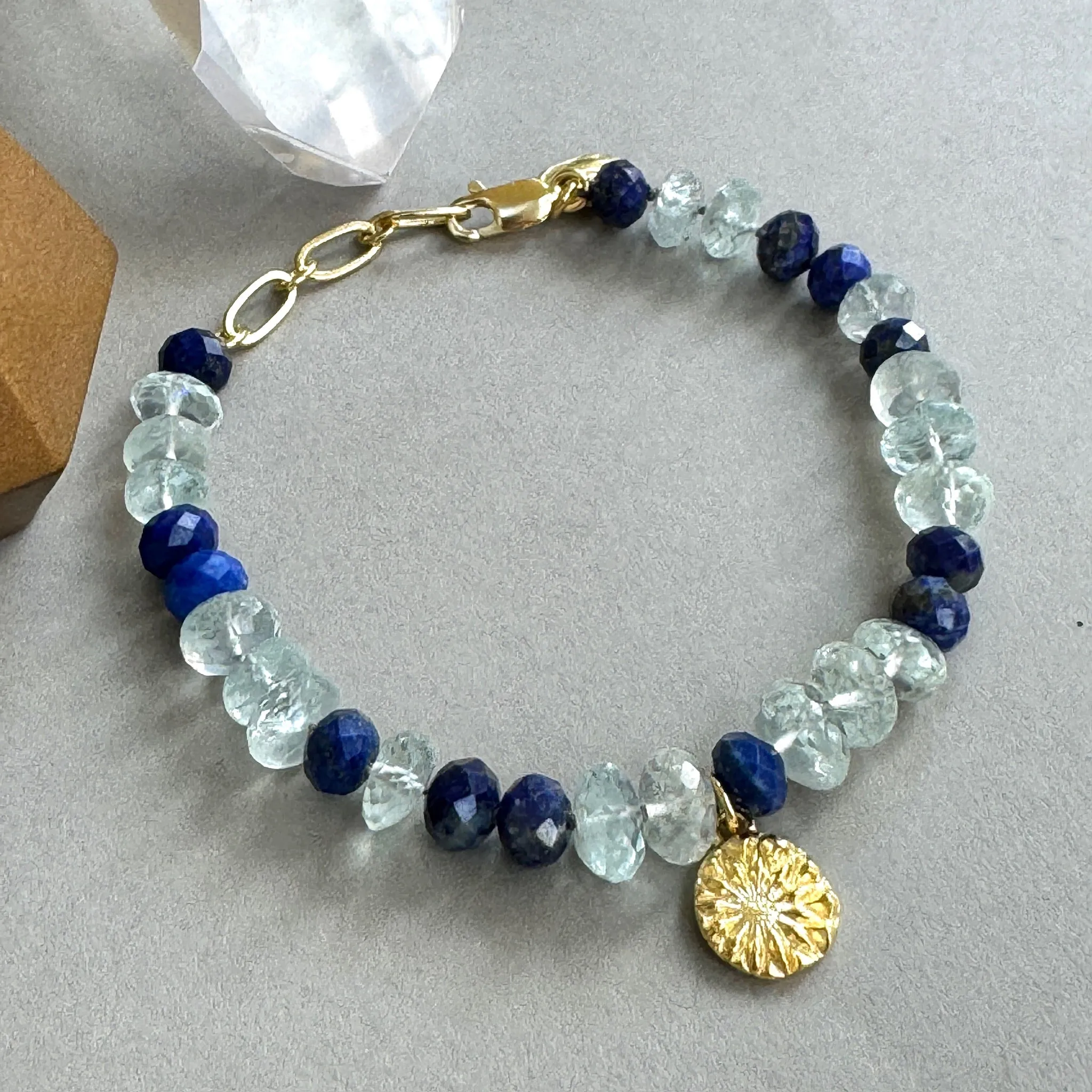 Flower of the Universe Lapis & Aquamarine Bracelet