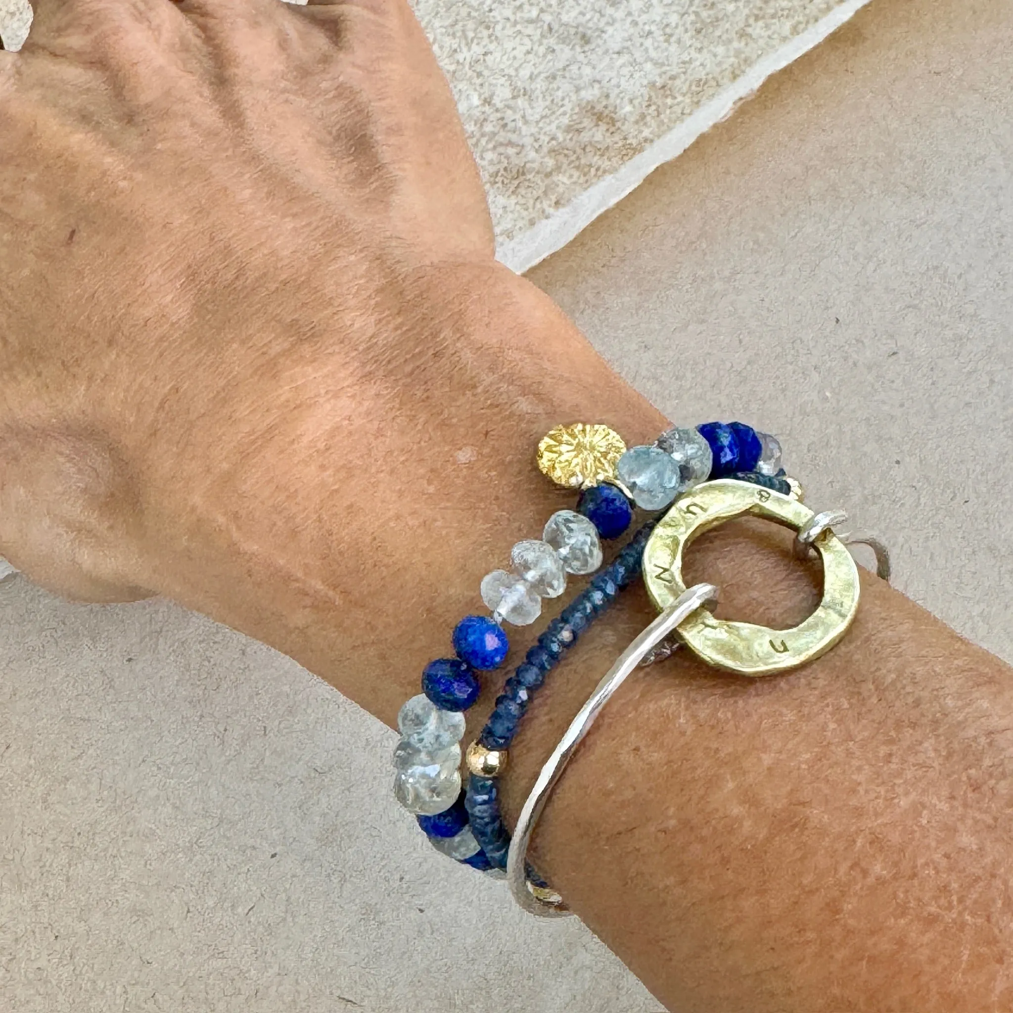 Flower of the Universe Lapis & Aquamarine Bracelet