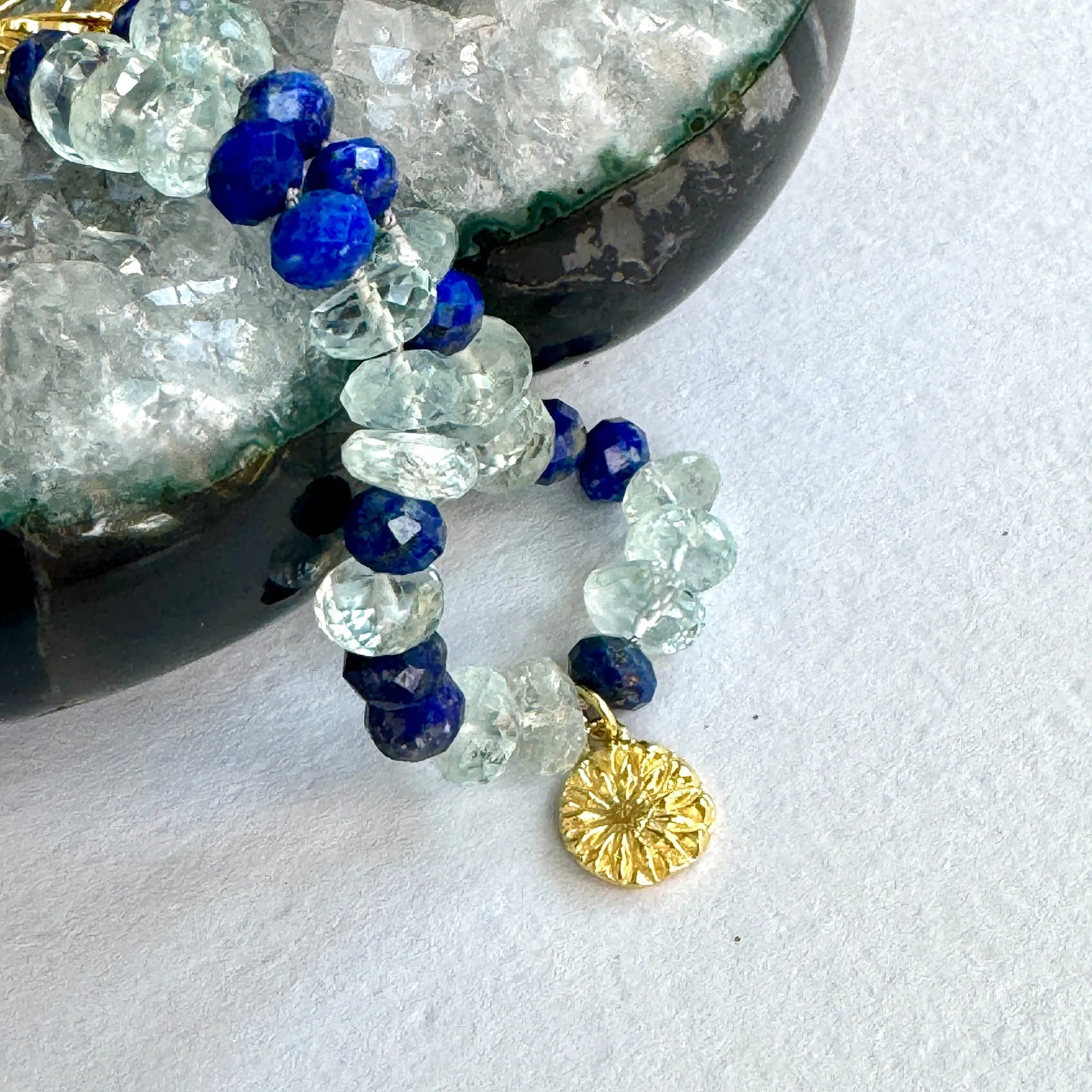 Flower of the Universe Lapis & Aquamarine Bracelet