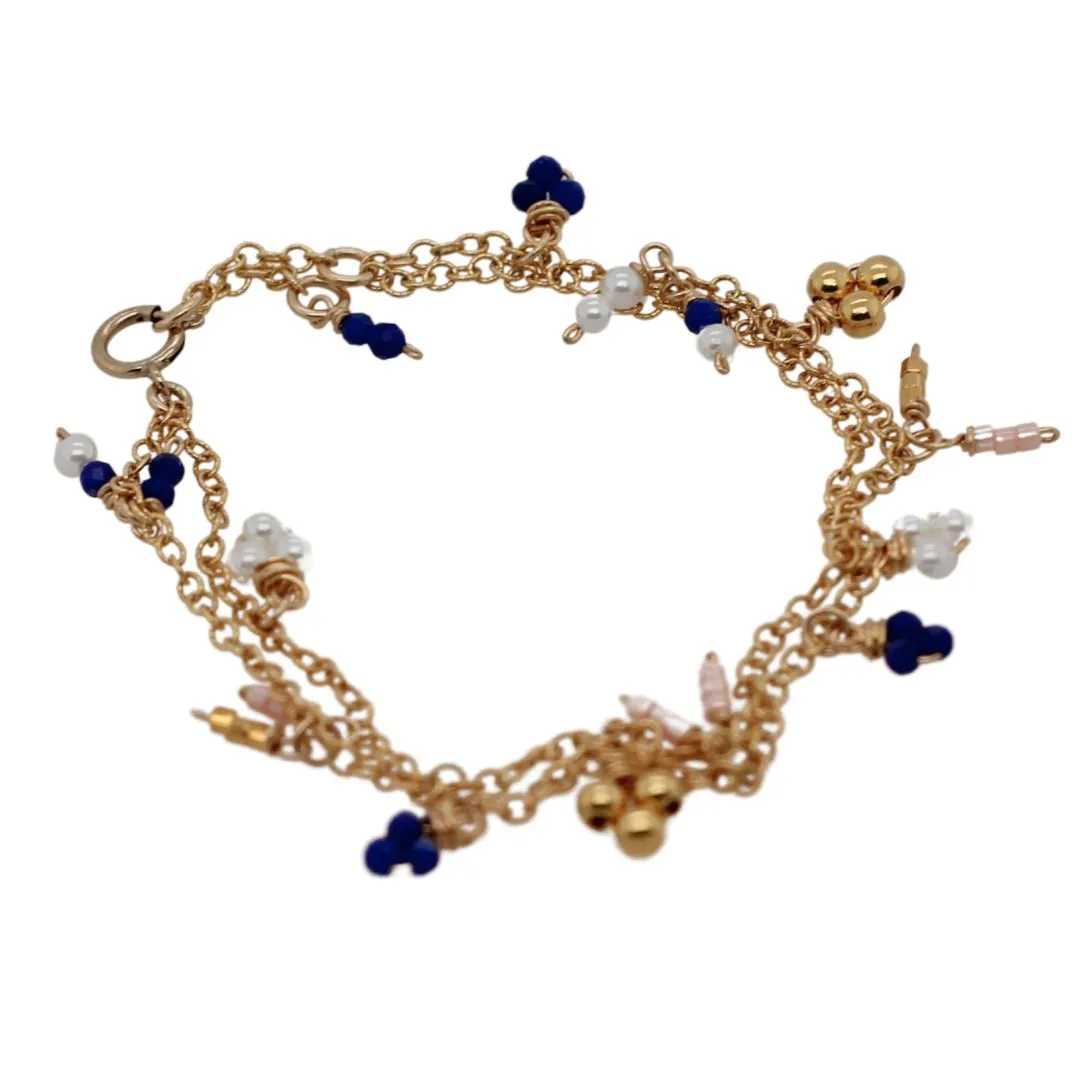Gold Lapis Lazuli Charm Bracelet