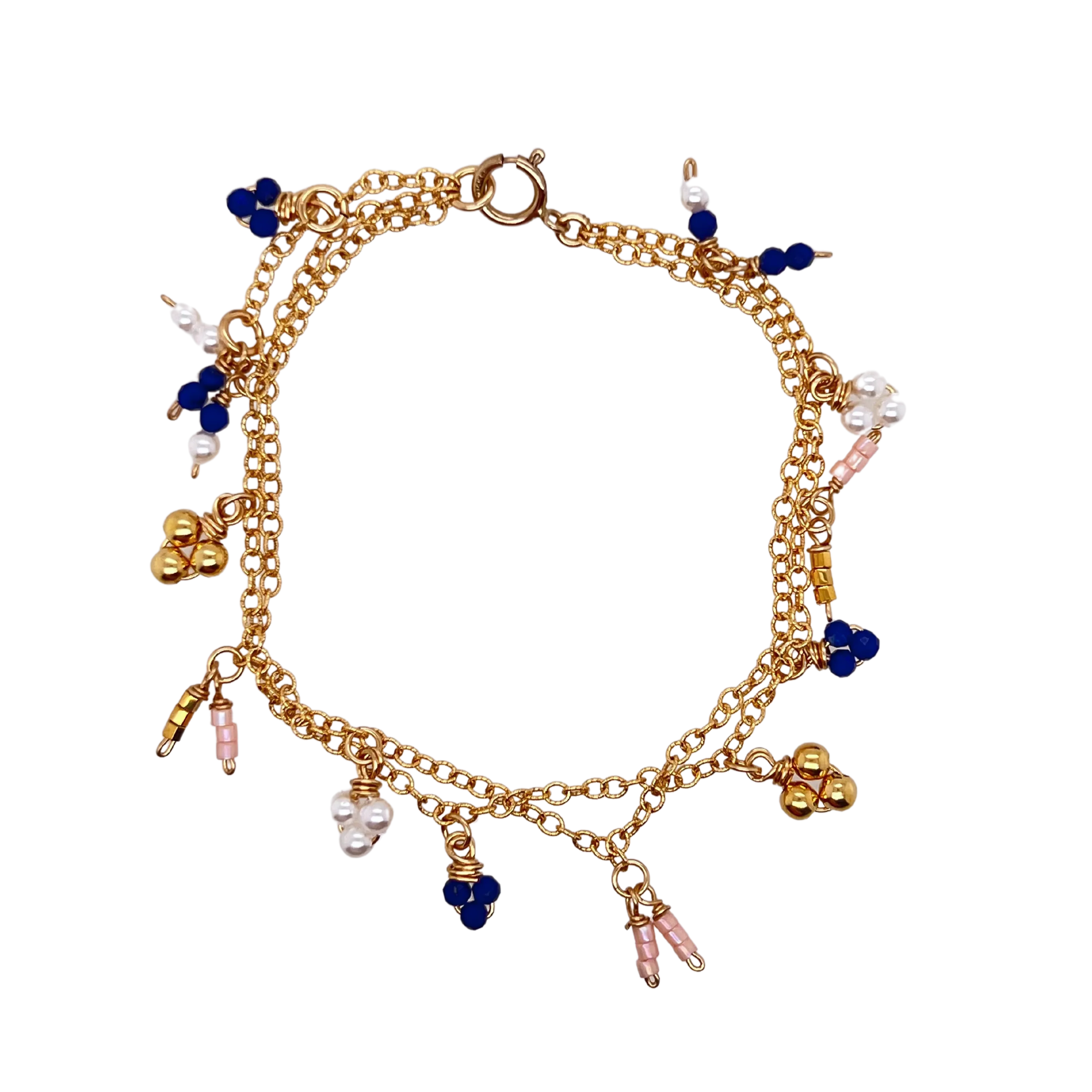 Gold Lapis Lazuli Charm Bracelet