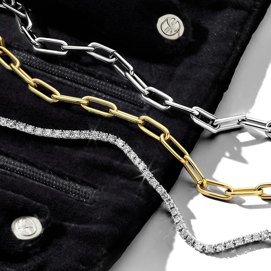 Interlocking Links Bracelet Set with Cosmic Jewellery Roll - Silver - 4589ZI