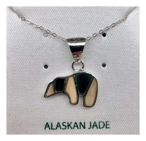 Jade and Mammoth Ivory Bear Pendant