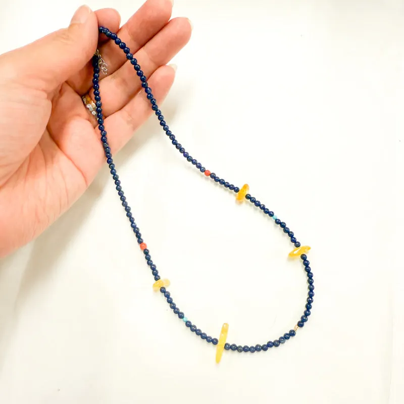 Lapis Lazuli Necklace (With Amber)