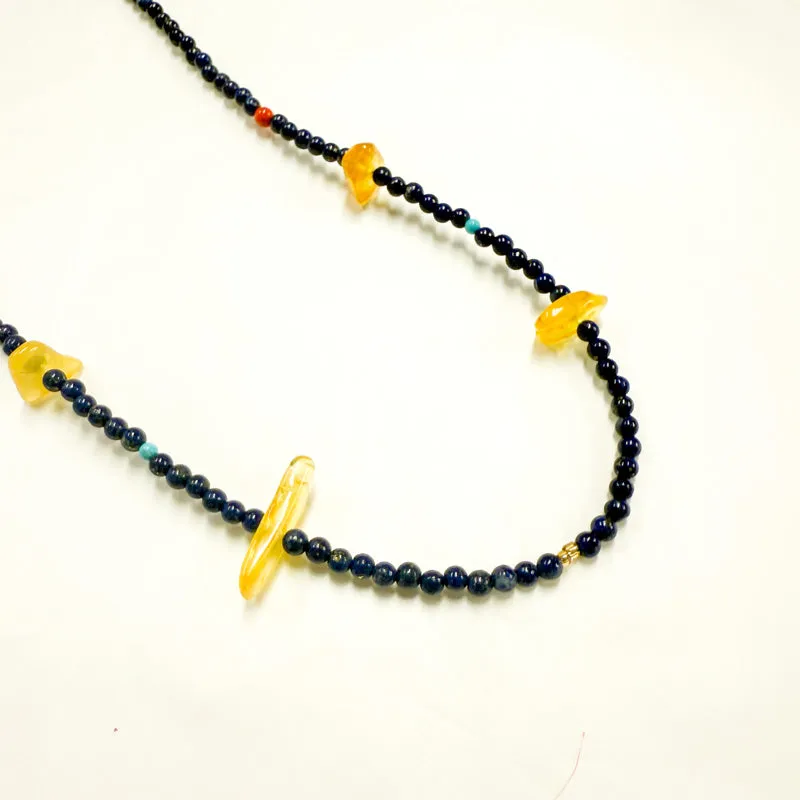 Lapis Lazuli Necklace (With Amber)