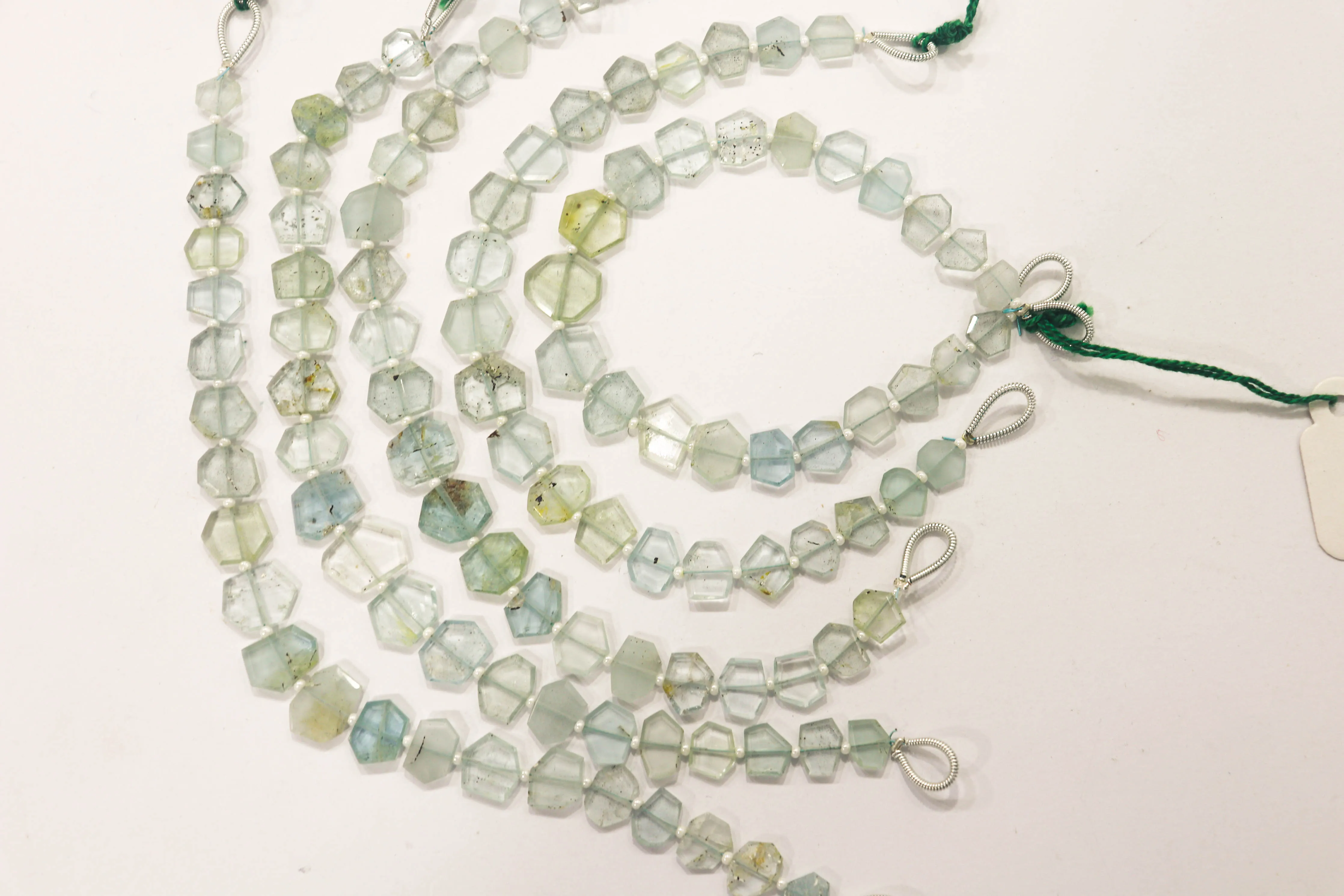Multi Aquamarine gemstone Crown cut beads