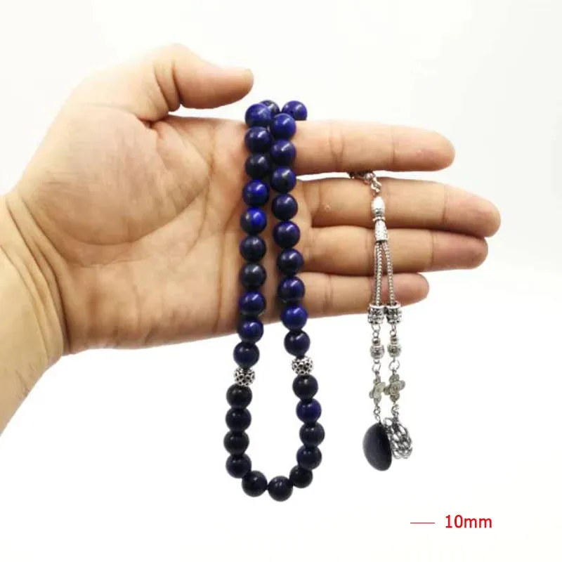 Natural Lapis lazuli Tasbih Muslim gemstone prayer beads men bracelet