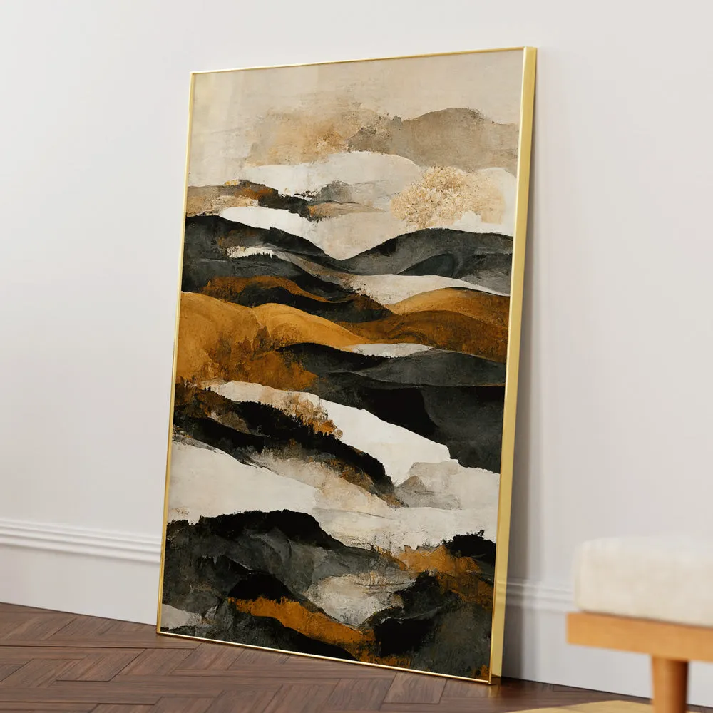 Ochre And Beige Mountains Abstract Painting Landscape Art