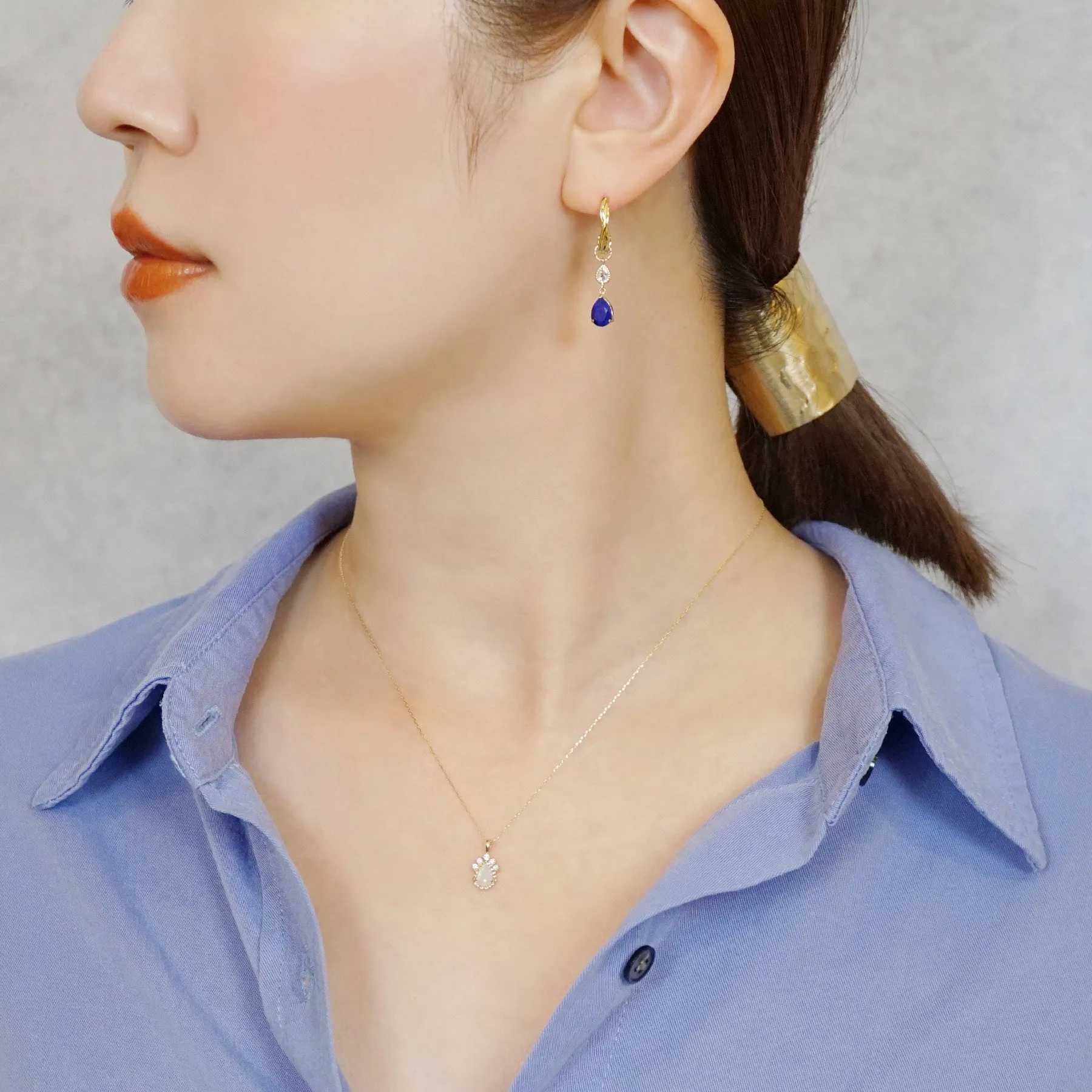[Palette] 10K Blue Topaz x Lapis Lazuli Charms (Yellow Gold)