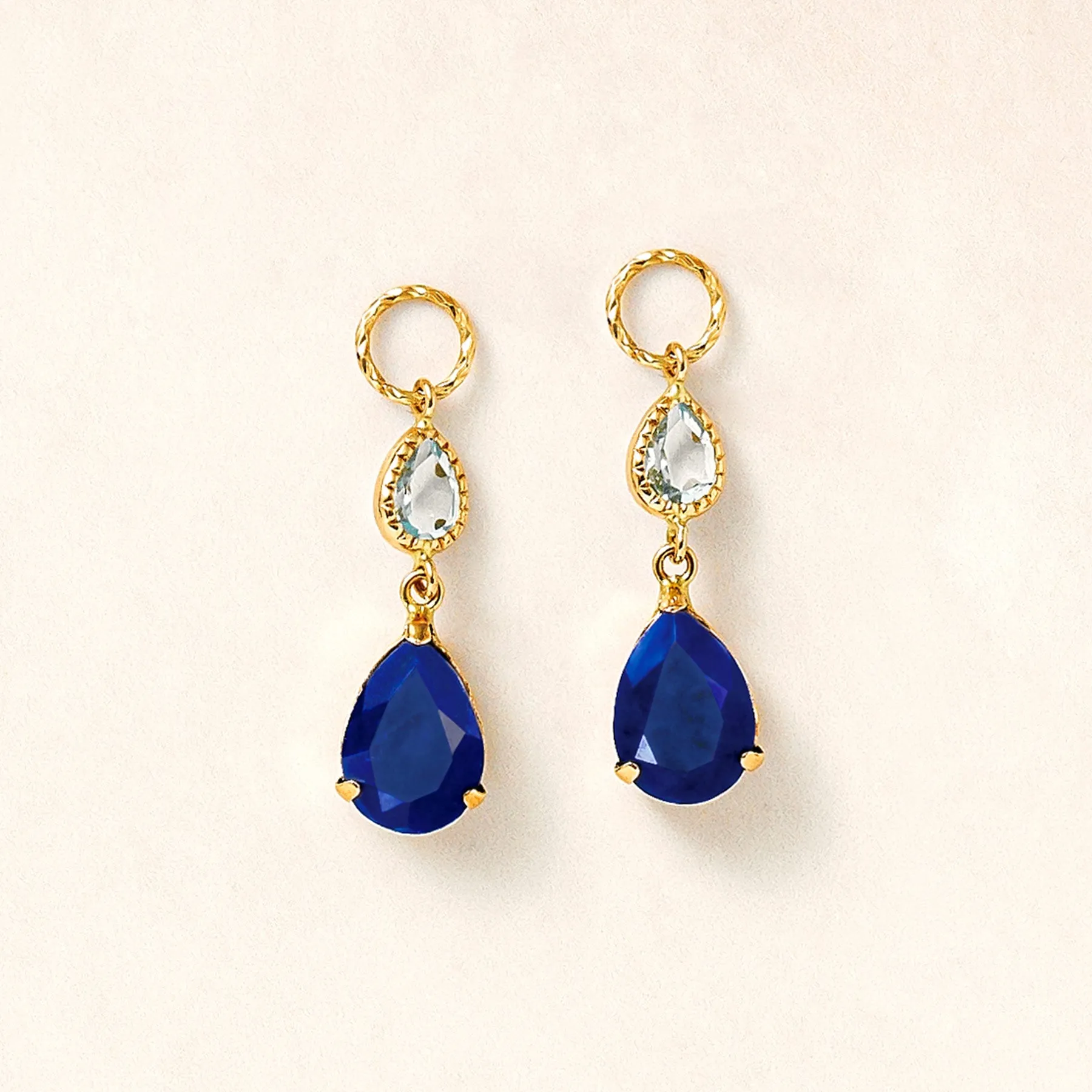 [Palette] 10K Blue Topaz x Lapis Lazuli Charms (Yellow Gold)