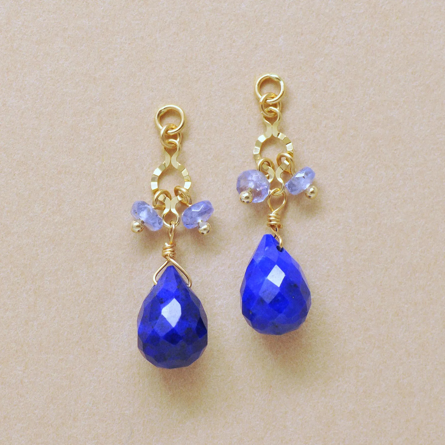 [Palette] 10K Lapis Lazuli Drop Charms (Yellow Gold)