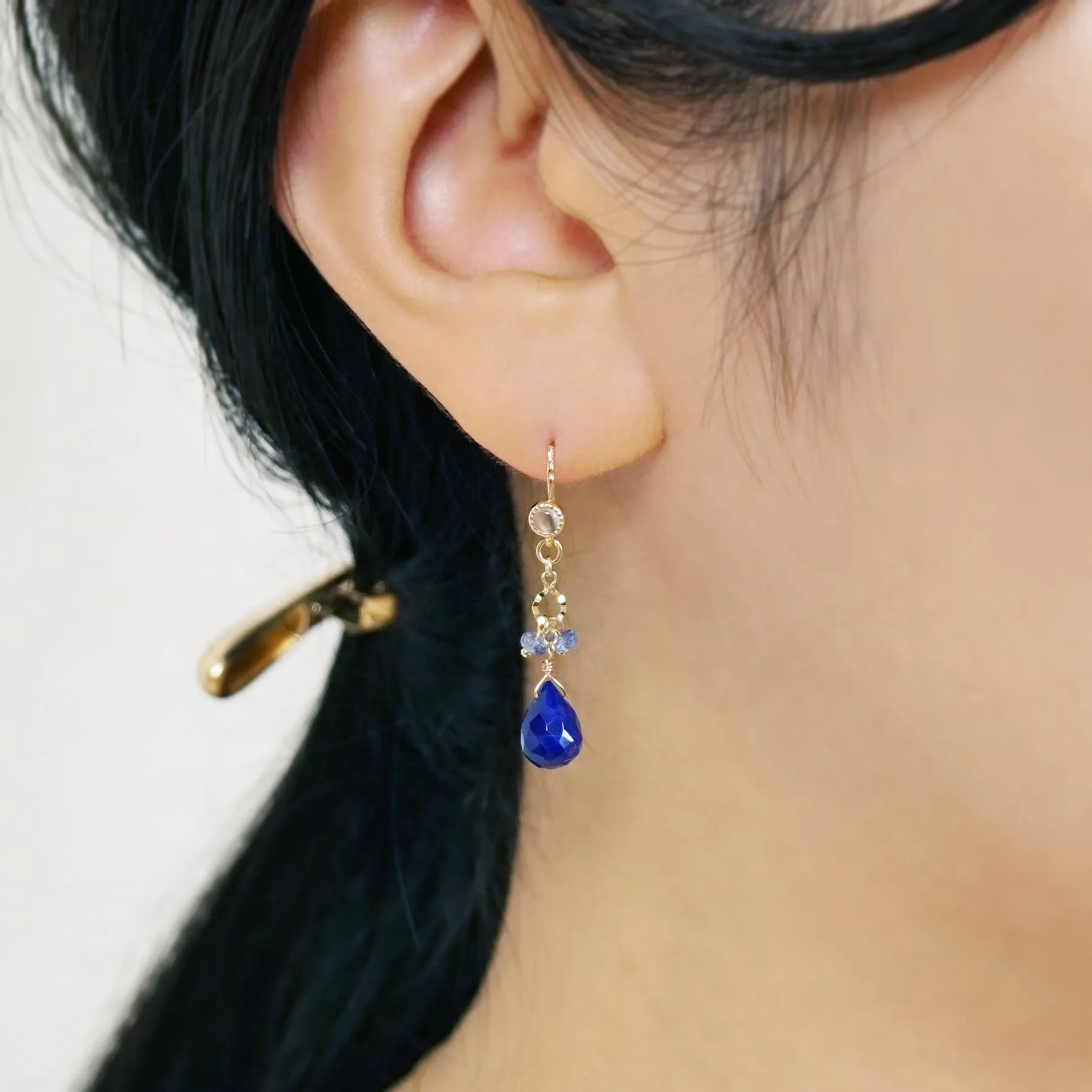 [Palette] 10K Lapis Lazuli Drop Charms (Yellow Gold)