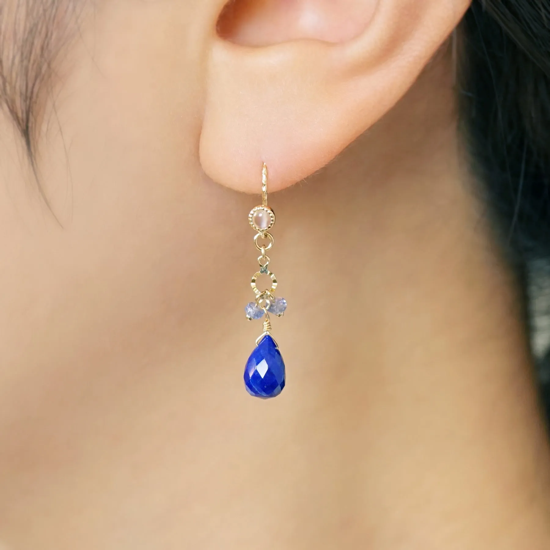 [Palette] 10K Lapis Lazuli Drop Charms (Yellow Gold)