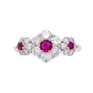 Platinum 3 Ruby Flower Band Ring at Regard Jewelry in Austin, Texas