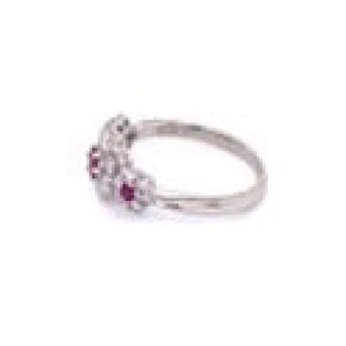 Platinum 3 Ruby Flower Band Ring at Regard Jewelry in Austin, Texas