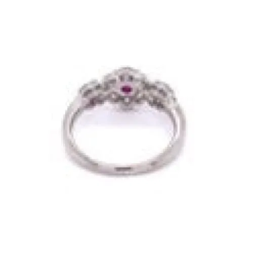 Platinum 3 Ruby Flower Band Ring at Regard Jewelry in Austin, Texas
